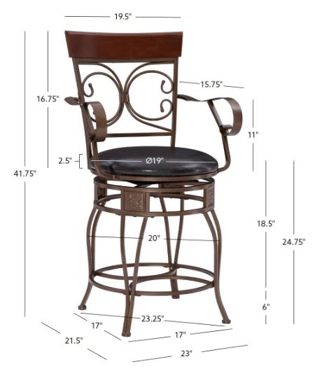 Powell® Bria Dark Bronze Big and Tall Counter Stool-2