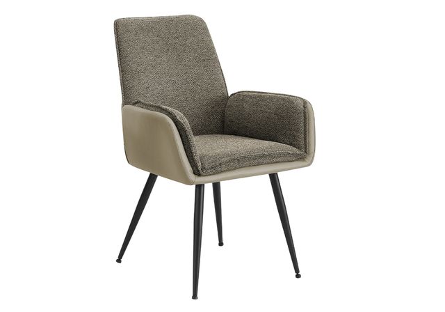 Monarch Specialties Inc. 2-Piece Brown 36" Fabric Dining Chair Set with Taupe Faux Leather Back-0