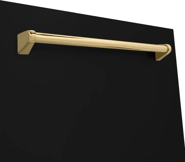ZLINE Autograph Edition Monument 24" Black Matte 3rd Rack Tall Tub Top Control Built In Dishwasher with Polished Gold Handle-3