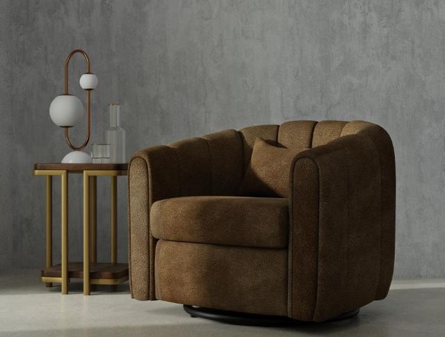 International Furniture Direct Viera Brown Swivel Glider-3