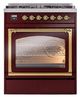 Ilve® Nostalgie II Noblesse 30" Burgundy Pro Style Dual Fuel Range with Brass Trim-1
