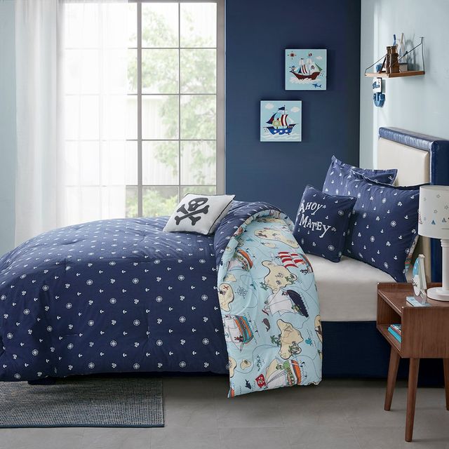 Olliix by Urban Habitat Kids Pirate Adventure Blue Twin Cotton Reversible Comforter Set-4