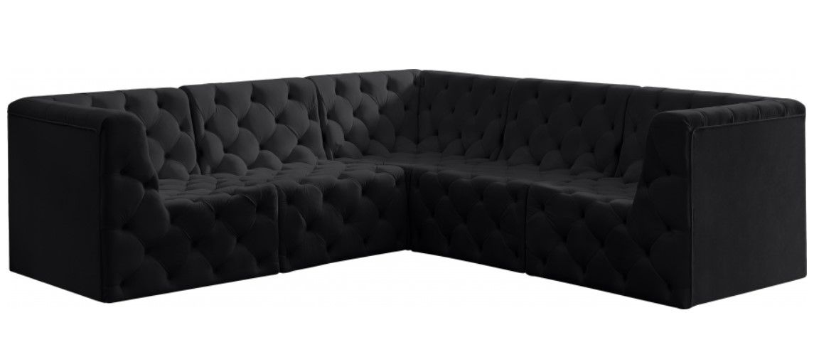 Meridian Furniture Tuft 5-Piece Black Modular Sectional Set