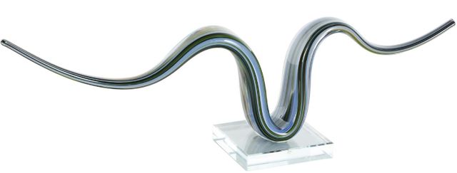 Deco Marche Multi-Colored Abstract Wave Sculpture with Clear Base-2
