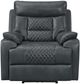 Elements International Trinidad Pebble Grey Power Recliner-1