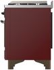 Ilve® Majestic III 60" Burgundy Pro Style Dual Fuel Natural Gas Range with French Top and Burnished Trim-4