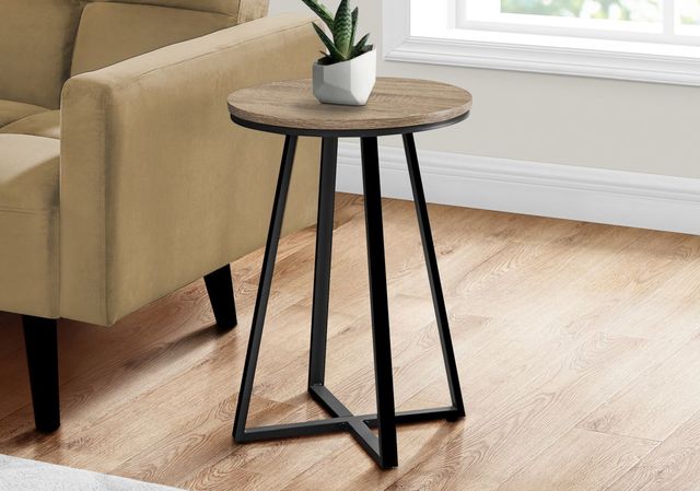 Monarch Specialties Inc. 22"H Dark Taupe Accent Table with Black Base -1