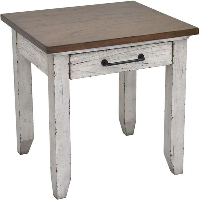 Steve Silver Co. Bear Creek Honey Smoke End Table with White Base-0