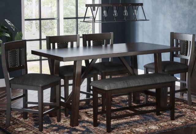 Jofran Inc. American Rustics Dark Brown Counter Trestle Table-1