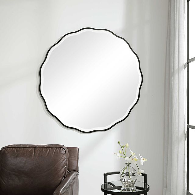 Uttermost® Aneta Satin Black Round Mirror-1