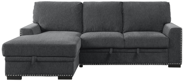 Homelegance® Morelia 2-Piece Dark Gray Left-Arm Facing Pull-out Sleeper Sectional and Chaise-3