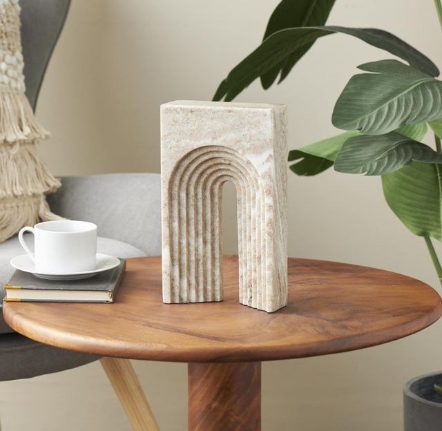 Deco Marche Beige Rectangular Geometric Sculpture-4