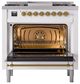 Ilve® Nostalgie II Noblesse 36'' White Pro Style Dual Fuel Range with Brass Trim-2
