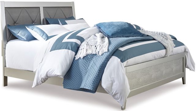 Signature Design by Ashley® Olivet 5-Piece Silver Queen Panel Bed Set-1