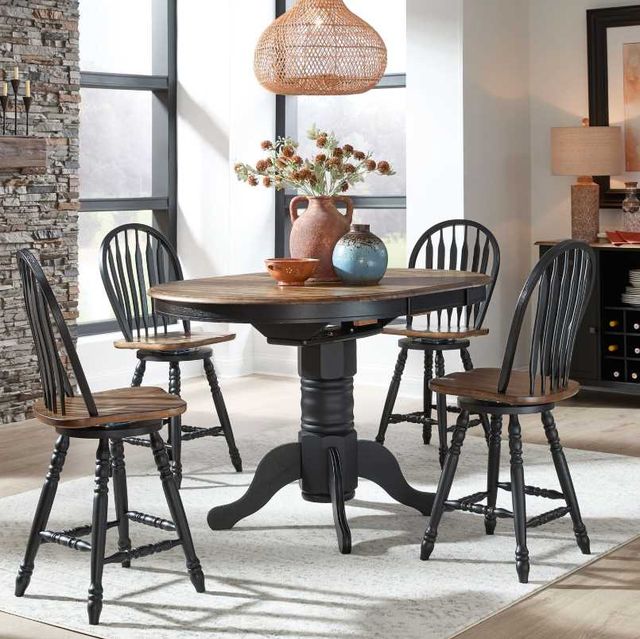 Liberty Furniture Carolina Crossing 5-Piece Antique Honey/Black Trestle Dining Set-1