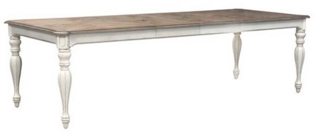 Liberty Furniture Magnolia Manor Weathered Brown Extendable Rectangular Table with Antique White Legs