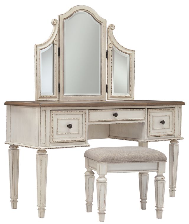 Signature Design by Ashley® Realyn Vanity/Mirror/Stool Set Lacks