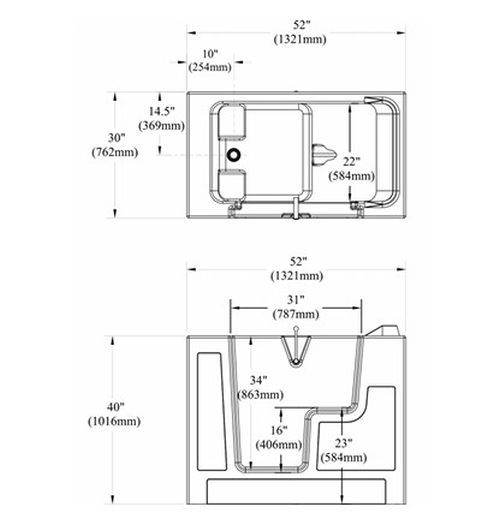 American Standard Gelcoat White 30” x 52” Walk-in Tub with Combination Air Spa and Whirlpool Systems - Left-Hand Drain with Faucet-3