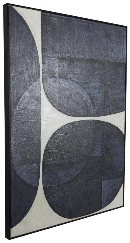 Deco Marche Blue Abstract Geometric Shape Framed Wall Art-1