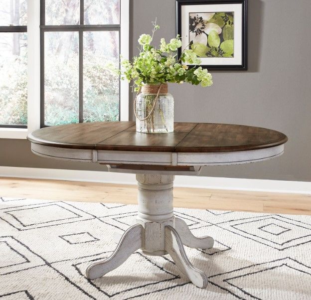 Liberty Furniture Carolina Crossing Antique Honey Pedestal Dining Table with White Base-1