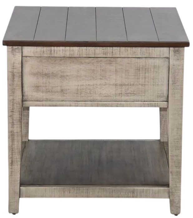 Sunny Designs™ Homestead Hills Tobacco Leaf End Table with Alpine Gray Base-2