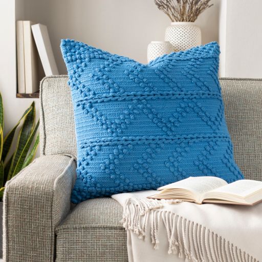 Surya Merdo Sky Blue 20"x20" Toss Pillow with Down Insert-4