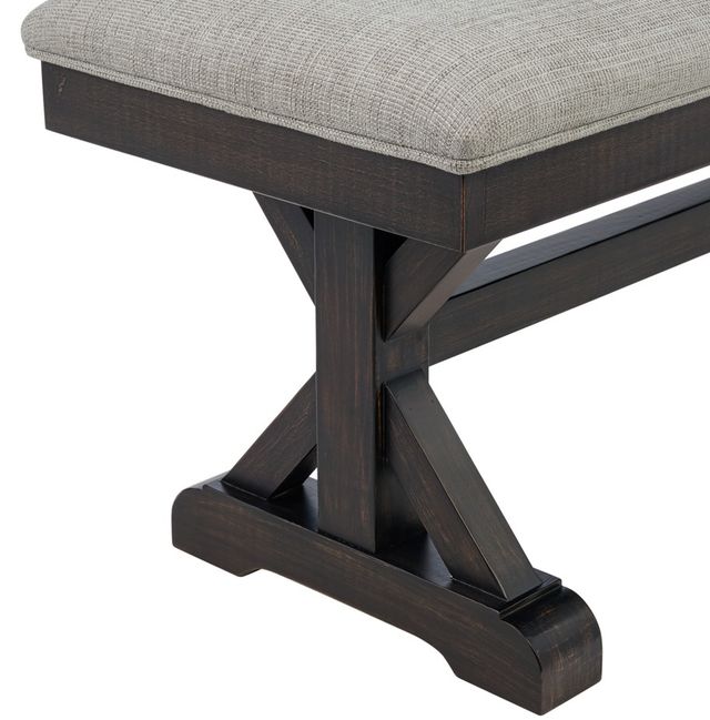 Elements International Montrose Espresso/Light Gray Upholstered Dining Bench-4
