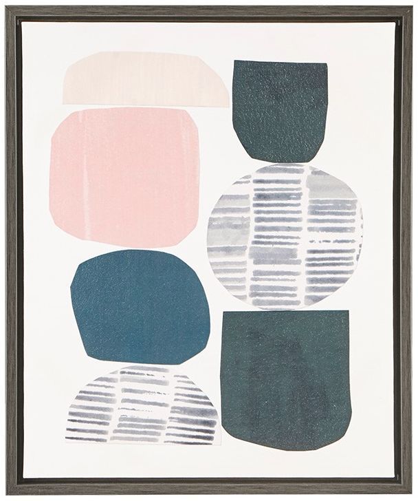 Olliix by Urban Habitat Multi-Colored Set of 2 Grey Rock Garden Gel Coat Framed Canvas-3
