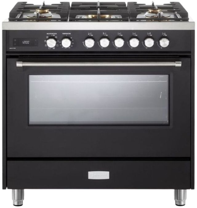 Verona® Ultima 36" Matte Black Pro Style Dual Fuel Range-0