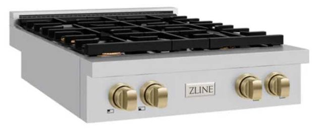 ZLINE Paramount Autograph Edition 30" Stainless Steel Gas Cooktop with Champagne Bronze Accents-1