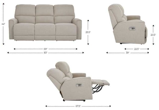 La-Z-Boy® Cade Pebble Power Reclining Sofa with Headrest-2