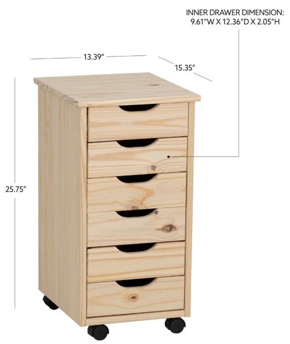 Linon Rudy Unfinished Rolling Storage Cart-2