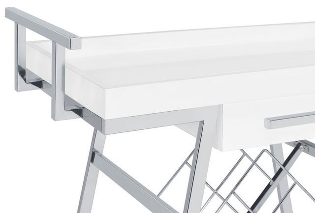 Coaster® Kinney White/Chrome 2-Tier Bar Cart with Storage Drawer-6