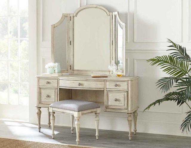 Steve Silver Co. Highland Park Cathedral White Vanity Stool-1