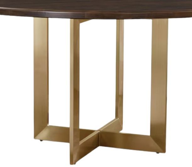 Bassett® Furniture Customizable BenchMade Astor Maple 60" Round Dining Table with Champagne Brass Base-1