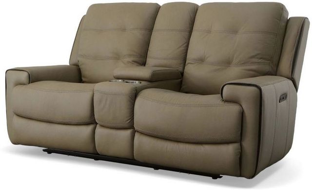 Flexsteel® Wicklow Power Reclining Loveseat with Console and Power Headrests-2