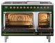 Ilve® Nostalgie II Noblesse 48'' Emerald Green Pro Style Dual Fuel Range with Brass Trim-1