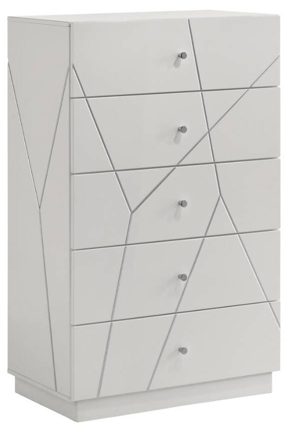 ACME Furniture Esther White/Silver High Gloss Chest-0