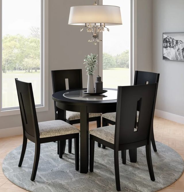 Jofran Inc. Urban Icon Glass Top Round Dining Table with Black Base-1