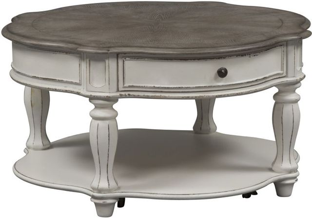 Liberty Furniture Magnolia Manor 3-Piece Weathered Brown Occasional Table with Antique White Base Sets-1