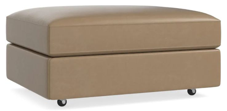 Light brown leather storage ottoman discount