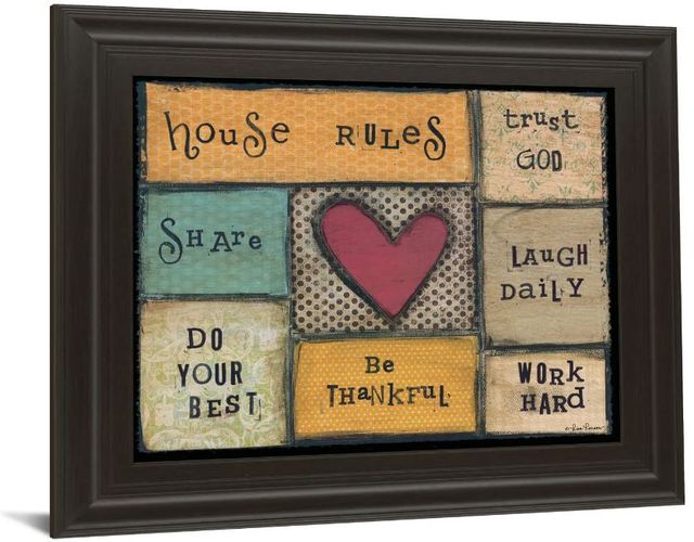 Classy Art House Rules by Lisa Larson Framed Print Wall Art-1