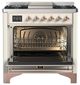 Ilve® Majestic III 36" Antique White Pro Style Dual Fuel Natural Gas  Range with Triple Glass Door and Copper Trim-1