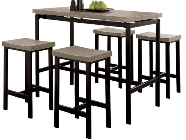 Furniture of America® Vilvoorde 5-Piece Black/Gray Counter Dining Table Set-0