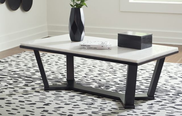 American Wholesale Furniture Stephen Marble Top Cocktail Table with Black Base-1