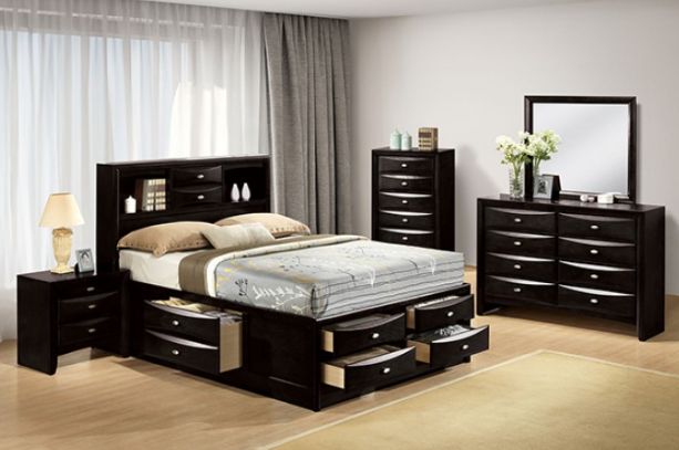 Furniture of America® Zosimo 4-Piece Black Queen Bedroom Set-0
