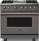 Viking® 5 Series 36" Damascus Gray Pro Style Dual Fuel (NG) Range with Polished Chrome Trim-0