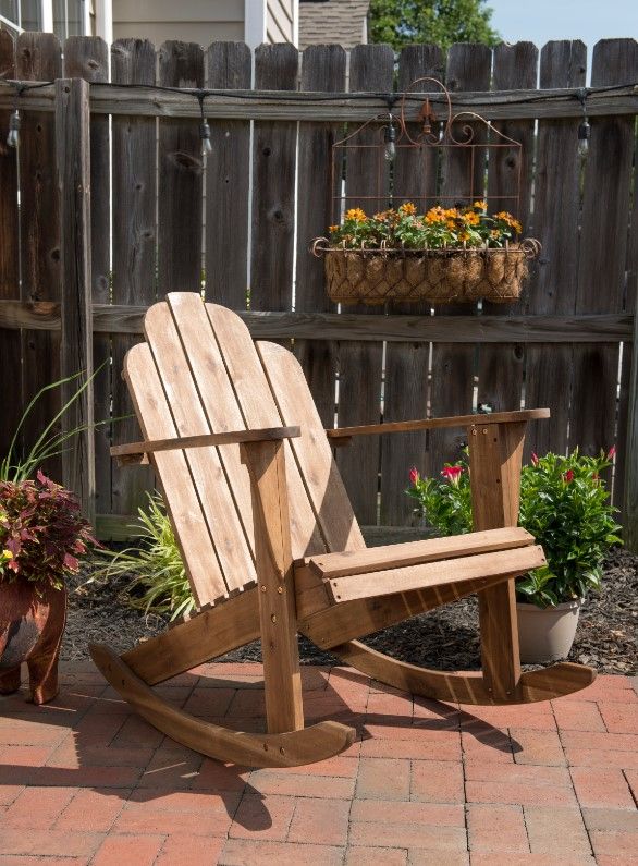 Linon Adirondack Brown Wooden Outdoor Chair-1