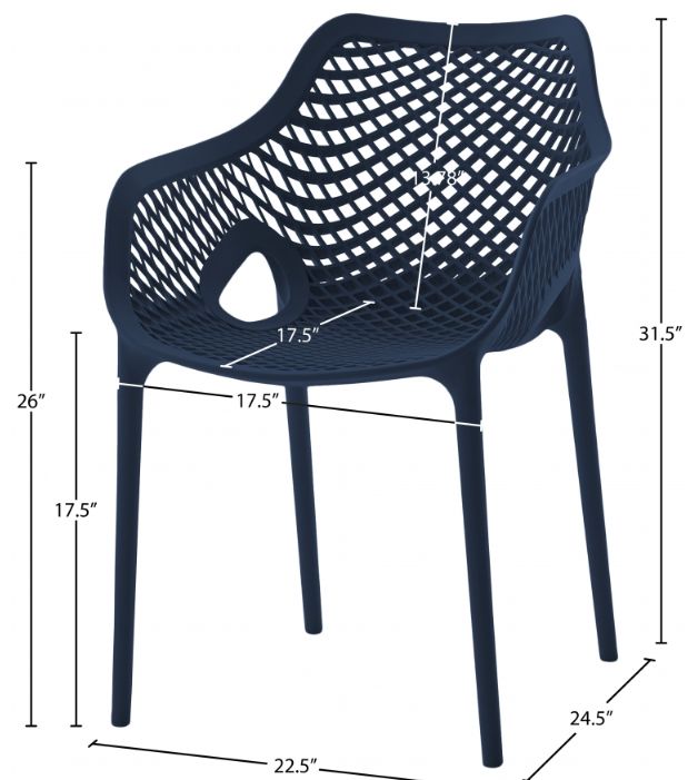 Meridian Furniture Mykonos Navy Plastic Outdoor Patio Dining Chair-4