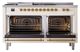 Ilve® Nostalgie II Noblesse 60'' Antique White Pro Style Dual Fuel Range with Brass Trim-1